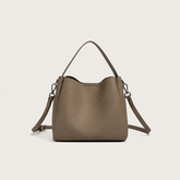 Soft Pebbled Leather Bucket Tote Bag
