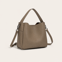 Soft Pebbled Leather Bucket Tote Bag