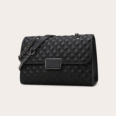 Quilted Faux Leather Flap Shoulder Bag with Chain Strap