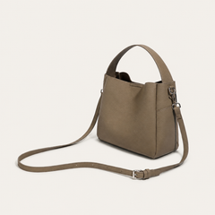 Soft Pebbled Leather Bucket Tote Bag