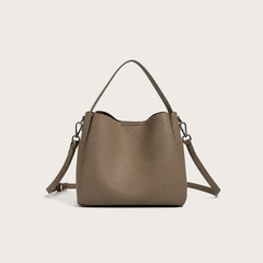 Soft Pebbled Leather Bucket Tote Bag